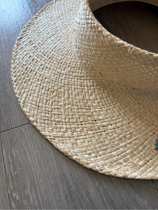 Agua Bendita Embroidered Straw Sun Hat with Pink Flowers main image 4